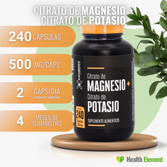 Citrato de Magnesio + potasio 240 Cápsulas Kukamonga