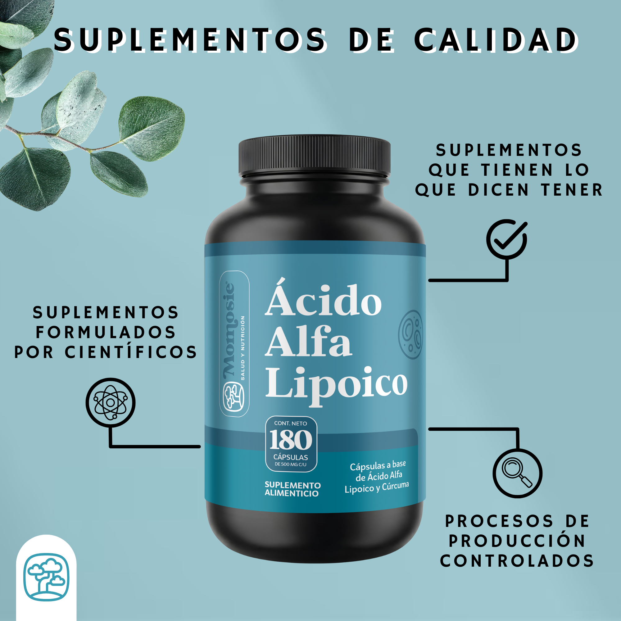 Ácido Alfa Lipóico (ala) 600mg Enriquecido Con Cúrcuma 180 Cápsulas