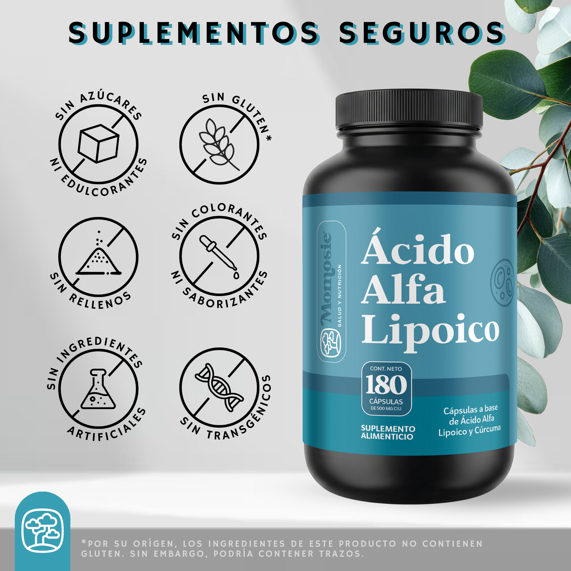 Ácido Alfa Lipóico (ala) 600mg Enriquecido Con Cúrcuma 180 Cápsulas