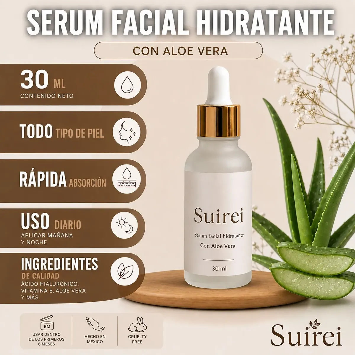 Serúm Acido Hialúronico Suirei | Hidratación Facial