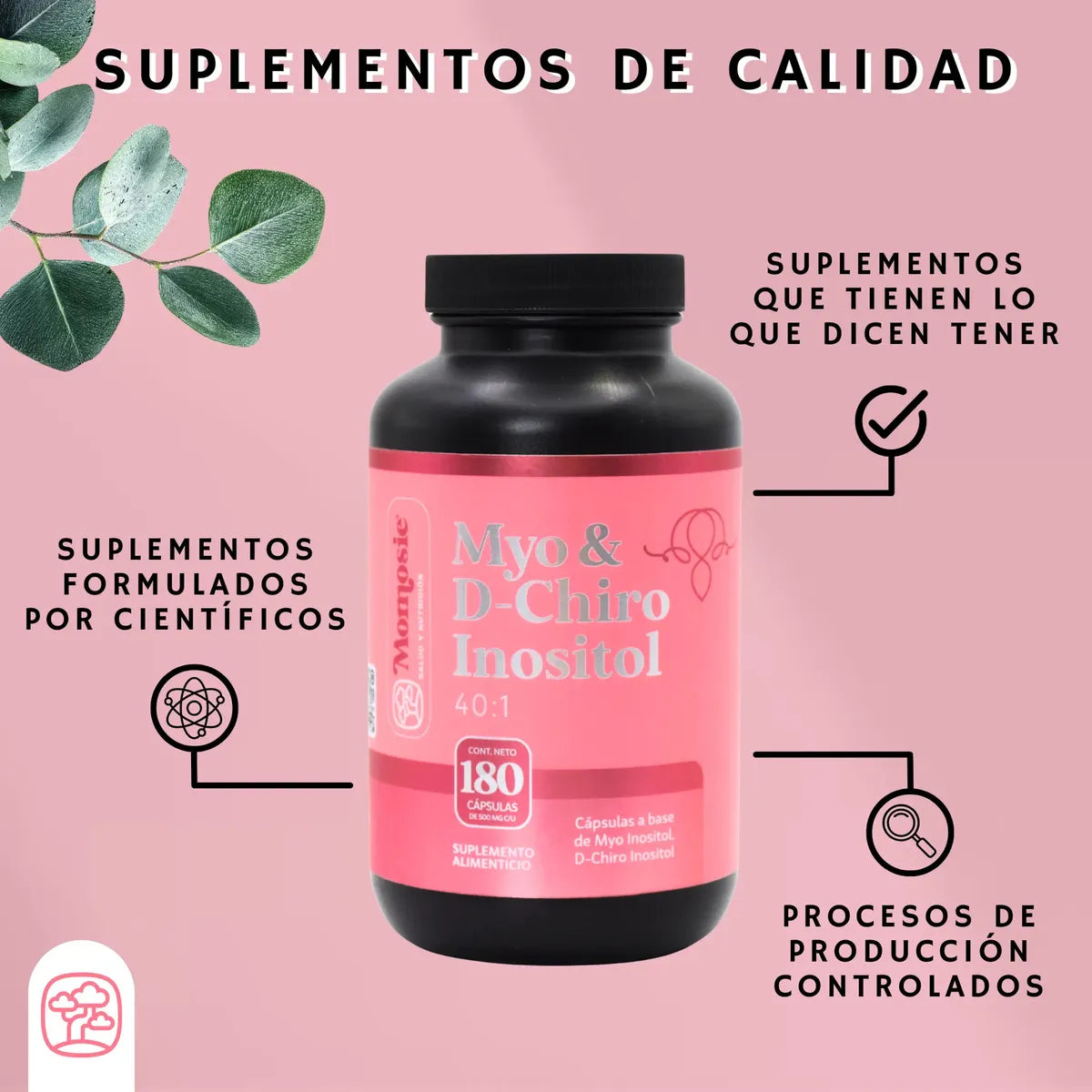 Inositol Capsulas 40:1 | Myo Y D-chiro Inositol Puro | 180 Cápsulas | 2400 Mg Por Porción