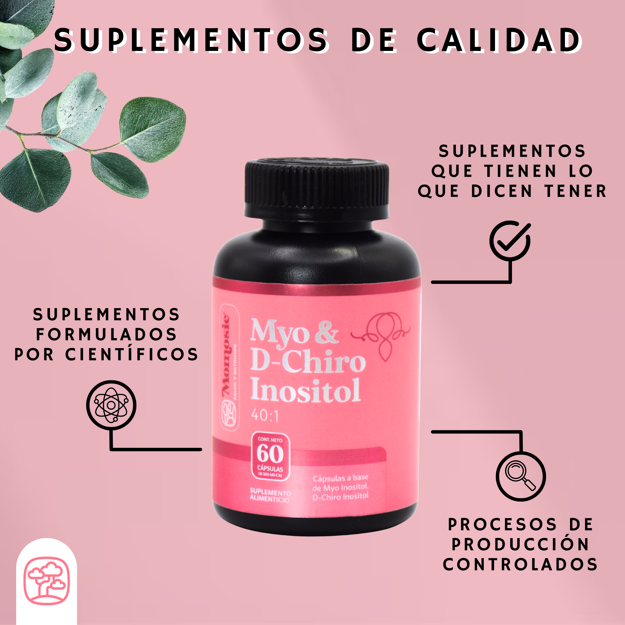 Inositol Capsulas 40:1 | Myo Y D-chiro Inositol Puro | 60 Cápsulas | 2400 Mg Por Porción