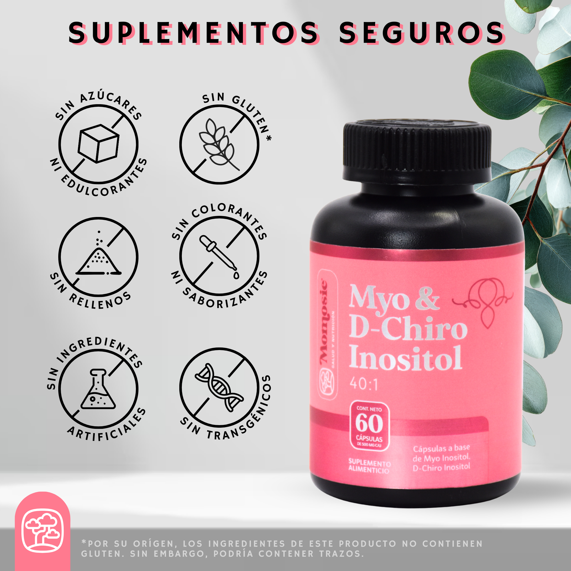 Inositol Capsulas 40:1 | Myo Y D-chiro Inositol Puro | 60 Cápsulas | 2400 Mg Por Porción