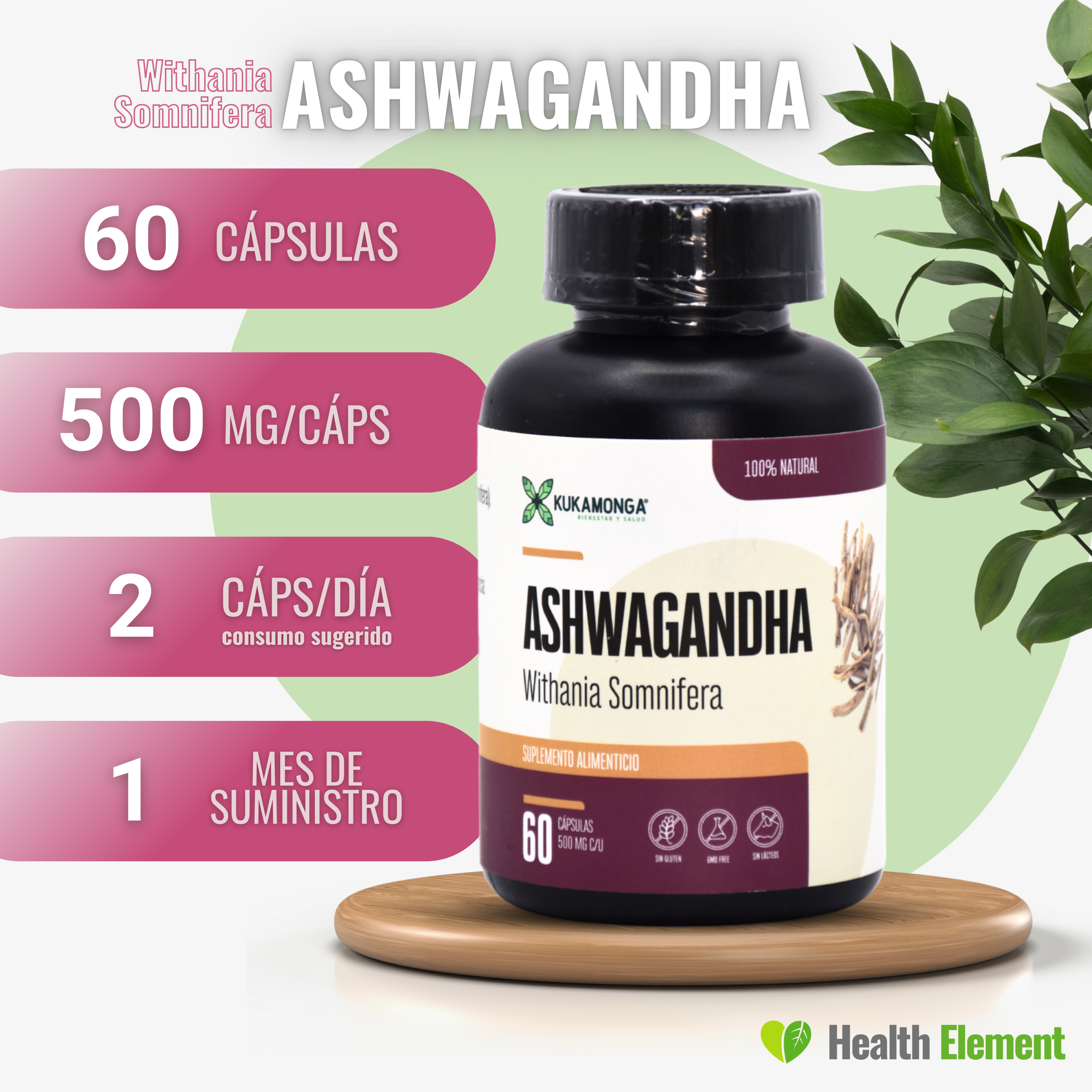 ASHWAGANDHA – 60 capsulas – KUKAMONGA