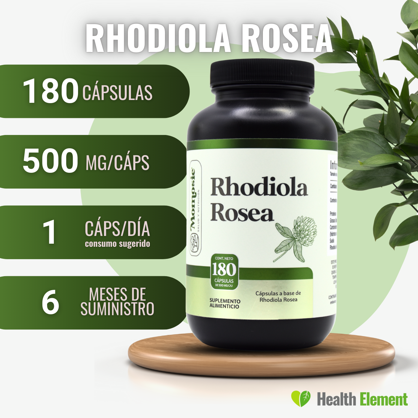 Rhodiola Rosea Premium Pura 180 Cápsulas De 500 Mg Dura 2 Meses | Momosie