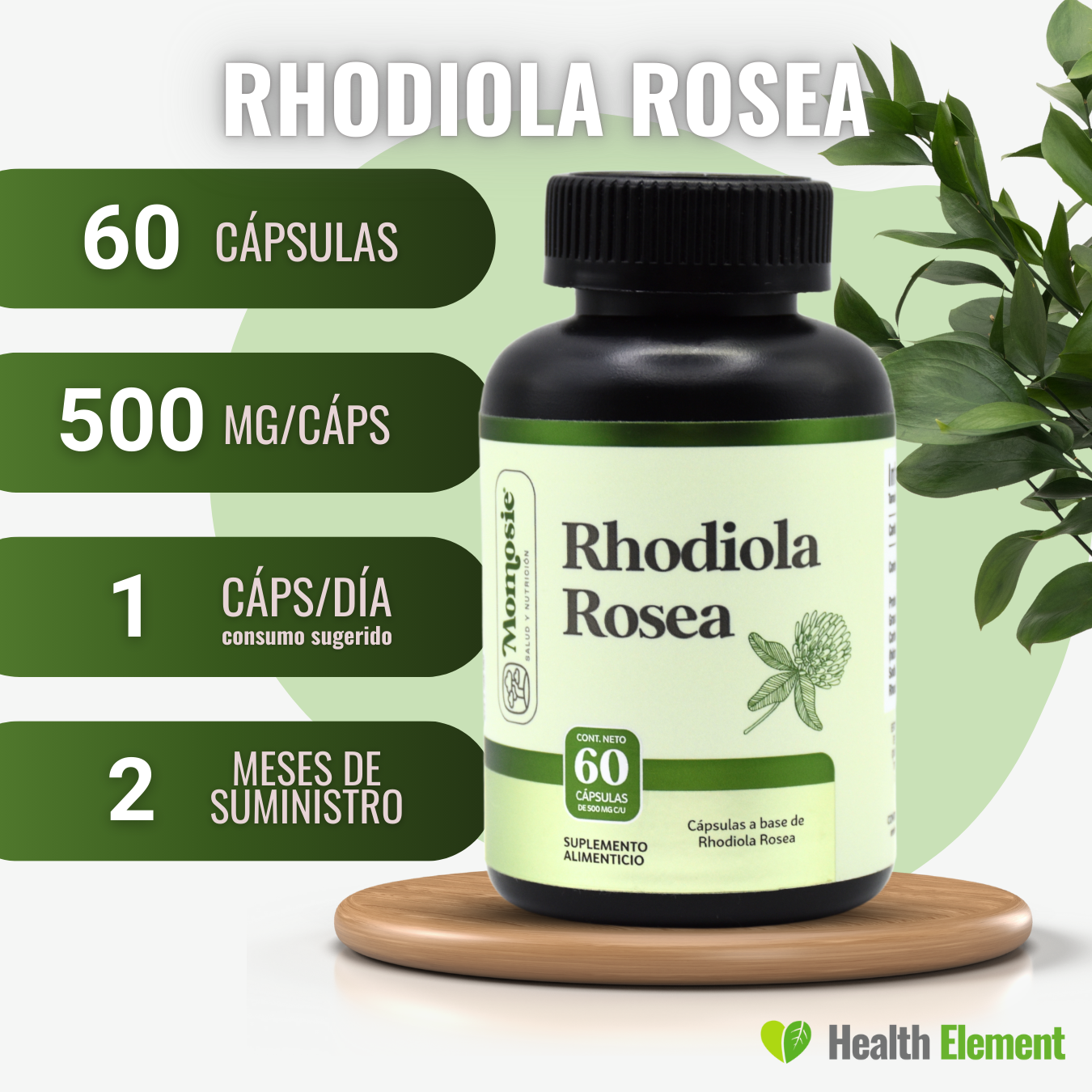 Rhodiola Rosea Premium Pura 60 Cápsulas De 500 Mg Dura 2 Meses | Momosie