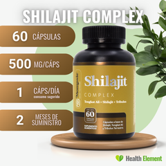 Shilajit Complex + Tribulus Terrestis + Tongkat Ali | Shilajit 100% Puro 60 Cápsulas